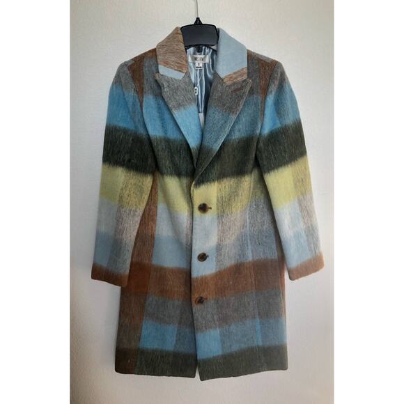 WAS HIM Chequer Single Breast Plaid Oversized Coat - XS - Picture 2 of 6